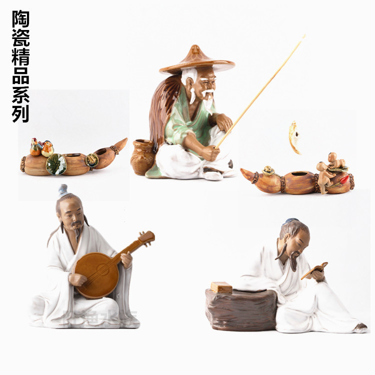 Boutique rockery Bonsai Home decoration Character small pendulum Aquarium accessories Arts and crafts Ceramic doll Creative gifts