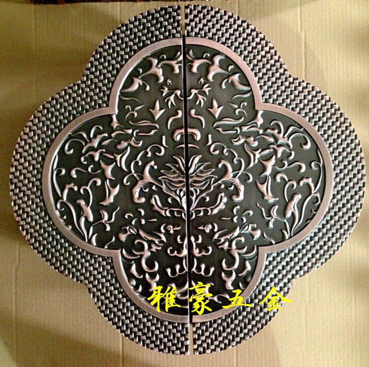 Carved semicircle handle Chinese antique wooden door handle Glass door door handle Round bronze handle