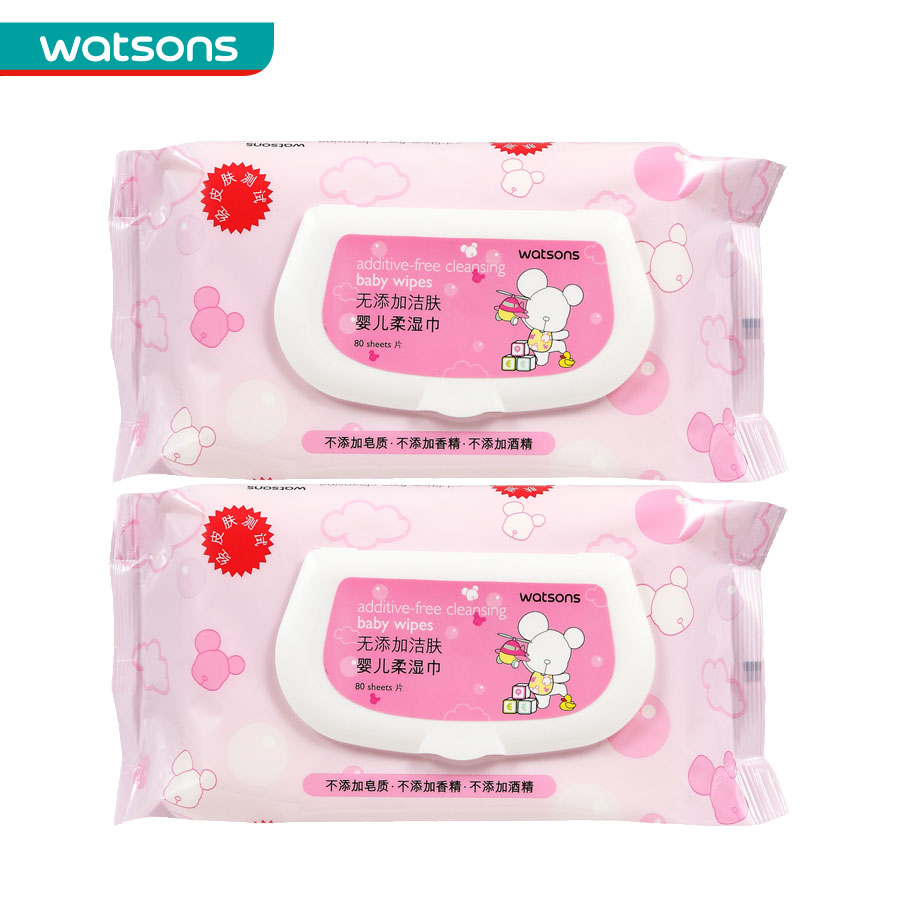 组合价 屈臣氏大小耳熊无添加洁肤婴儿柔湿巾X2件