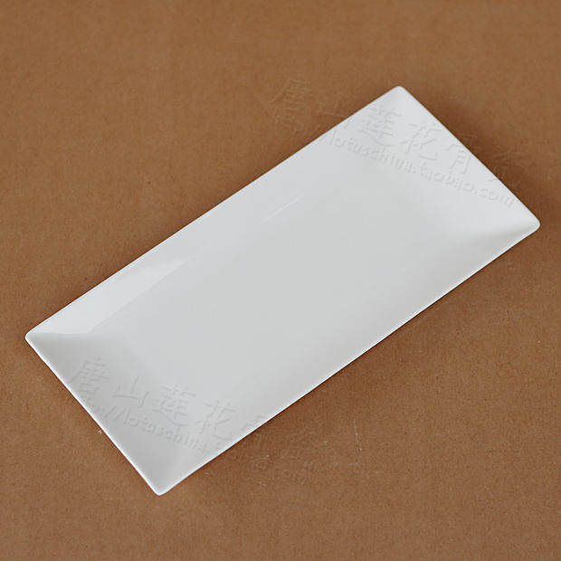 Bar plate 12 inch 15 5 inch rectangular flat plate upscale bone porcelain Western dinner plate transparent pure white ceramic