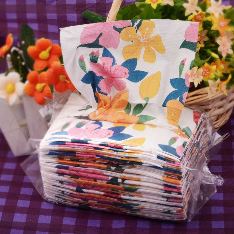 High-End Soft-Pack Colored Napkins, Colored Facial Tissues, Car-Use Napkins, Dining Table Napkins, Purple Gold Flower Design