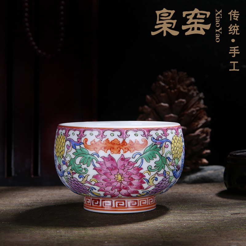 Jingdezhen ceramic masters cup sample tea cup hand - made kung fu tea cup single cup large bowl lotus Buddha grain tea by hand