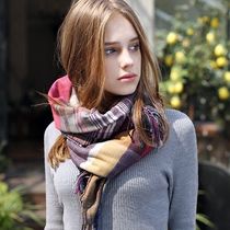 AI wool scarf womens winter shawl scarf shawl dual-use British plaid scarf Korean long literature and art