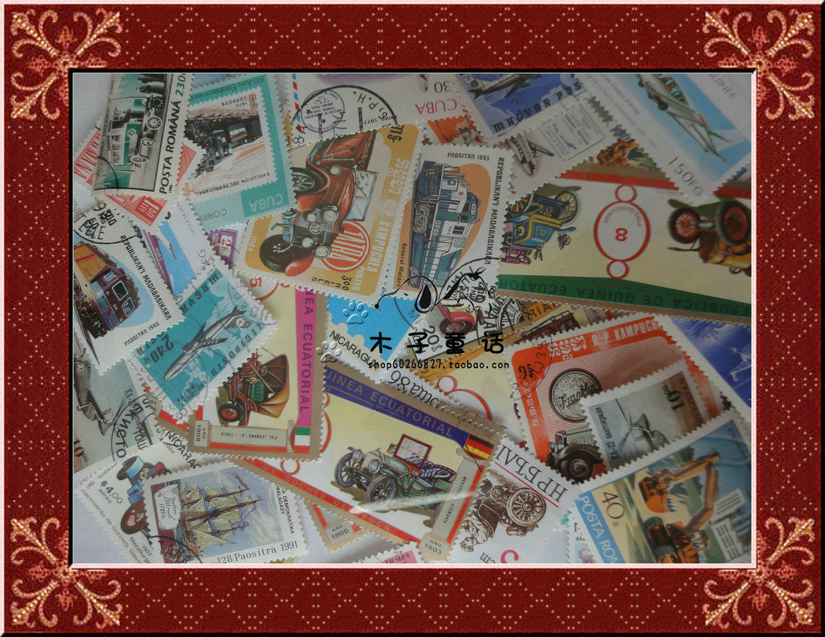{Muzi's Fairy Tale} Transportation Special Stamps 100 Different Letter Pins Cancelled Hand Accounts