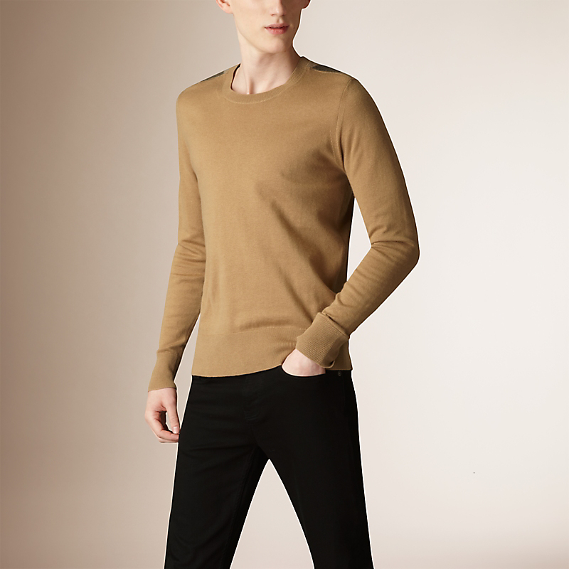 BURBERRY/博柏利格纹装饰棉质混纺羊绒衫 38746881