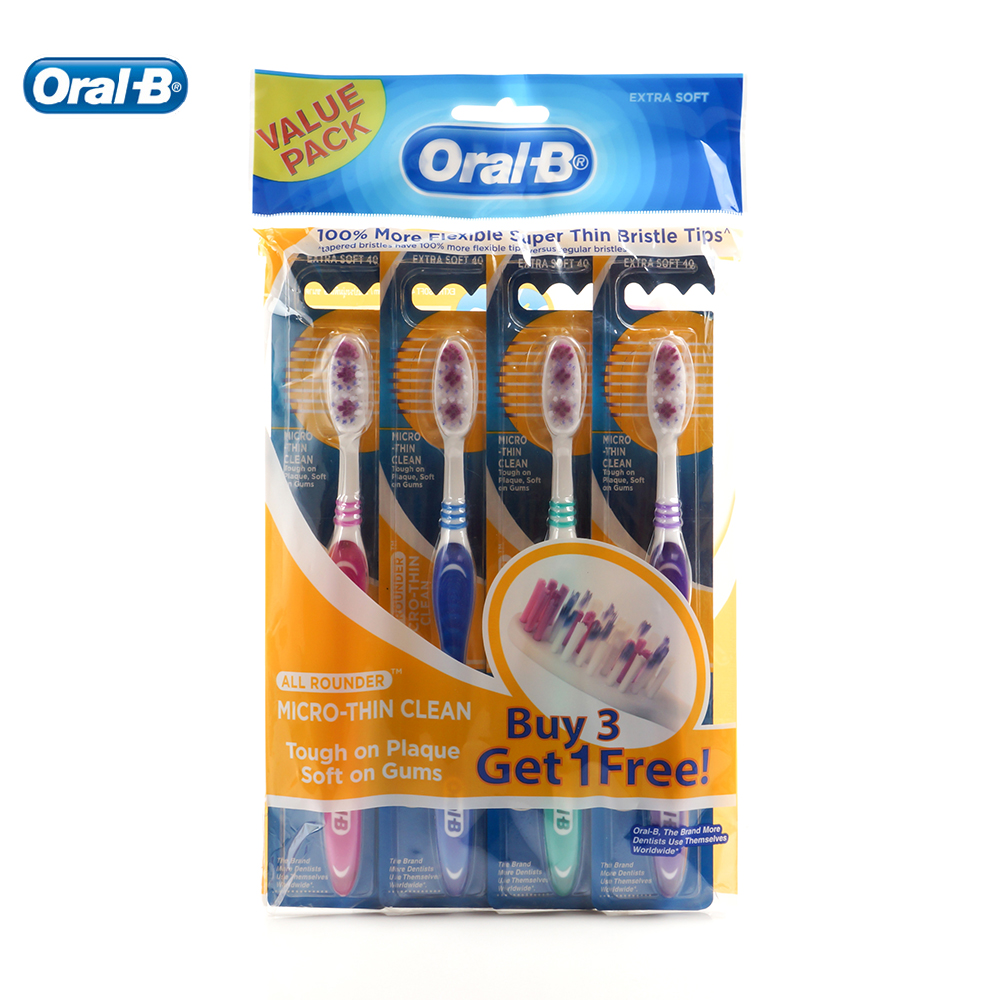 【宁波仓】OralB/欧乐B进口软毛牙刷 锥形超细刷毛 德国技术4件装