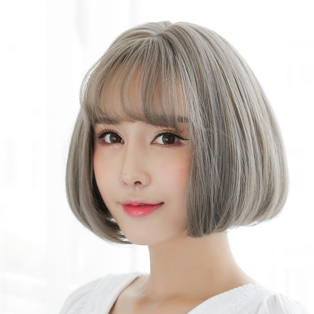 假发女生空气刘海 逼真丸子头假发套 梨花头短卷发蓬松短发韩版