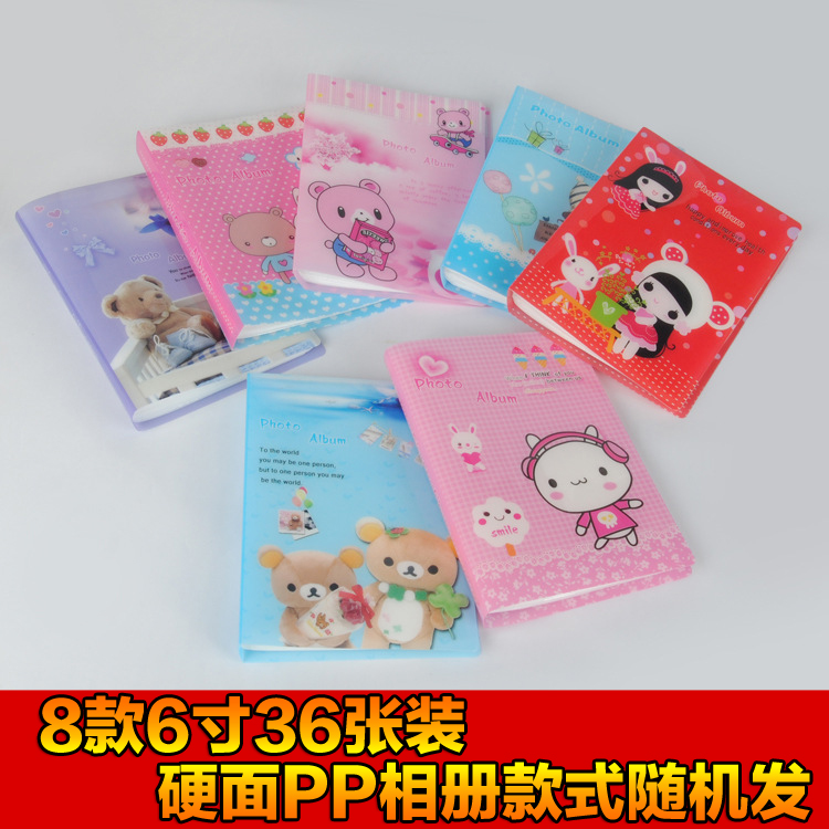 6 inch simple small photo album 36 hard noodles PP photo album square portable with cute baby fashion family photo album
