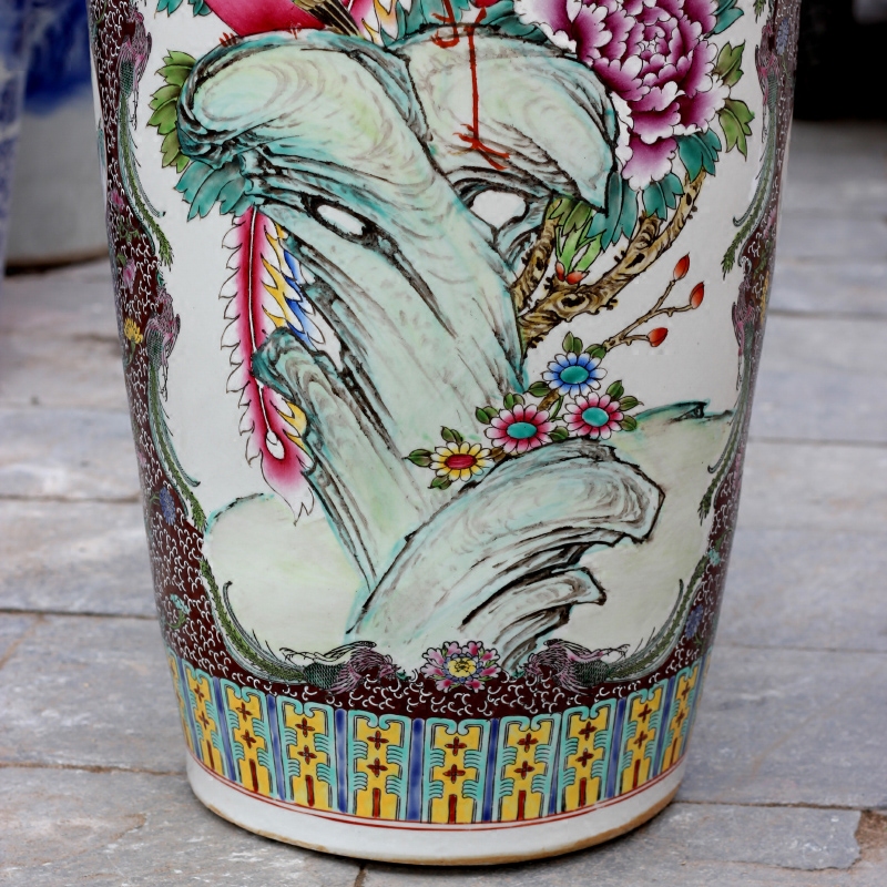 Hand - made pastel phoenix peony big vase jingdezhen ceramic floor sitting room large furnishing articles of Chinese style household act the role ofing is tasted