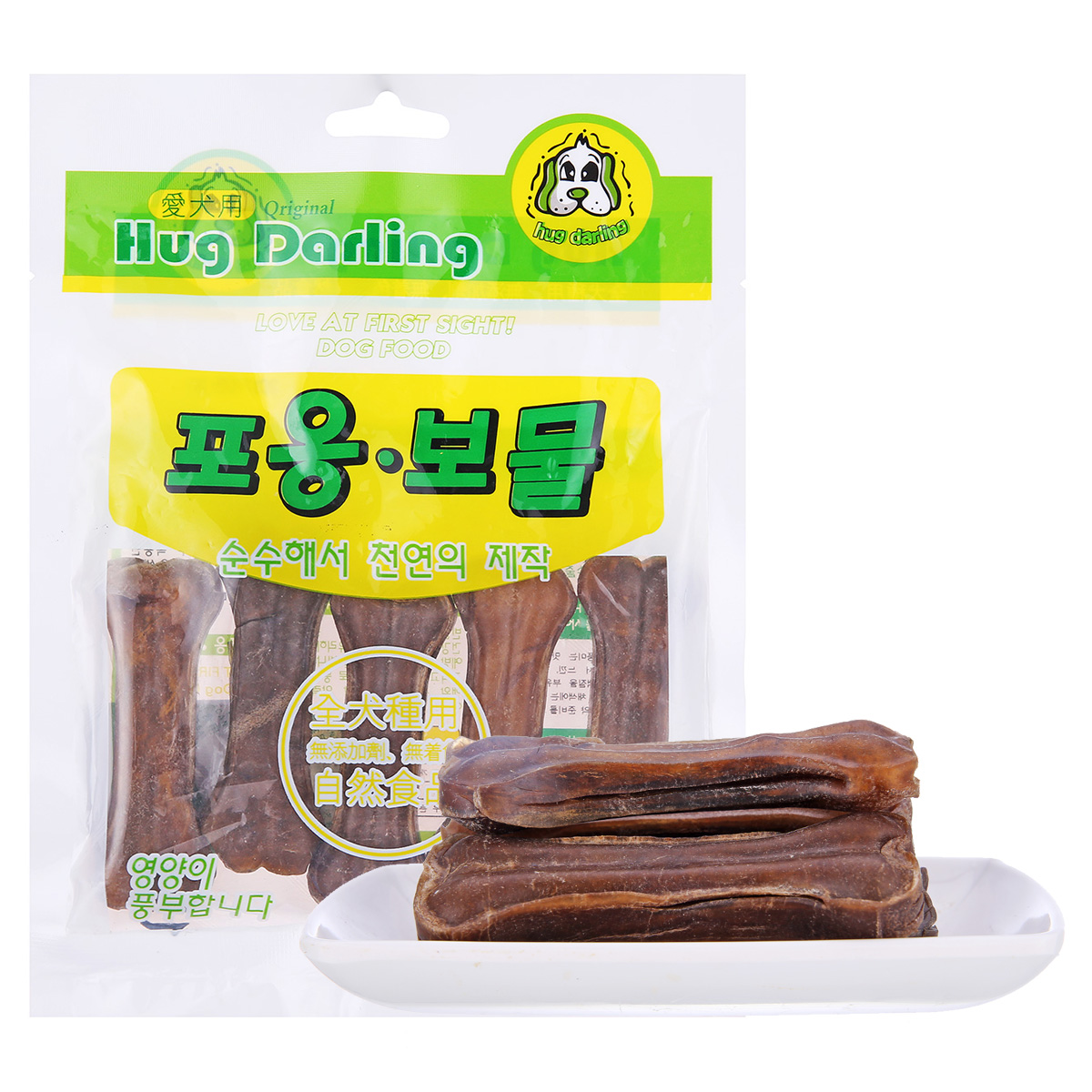 波奇网 宠物零食 哈格狗零食原汁牛皮压骨三寸五支装磨牙洁齿棒