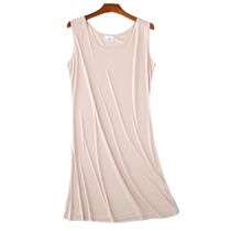 Silk knitted nightgown mulberry silk vest skirt sleeveless dress breathable mid-length round neck bottom sleeve Petticoat