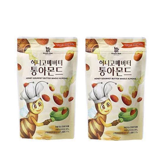 乐天网购GREEN NUT韩国蜂蜜黄油杏仁坚果2袋装健康休闲零食400g