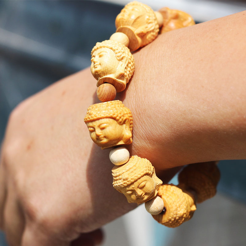 Jiuhua Mountain Guanyin Peak sprinkled with a net cliff-hand string of Buddha Everest Cliff Berrohan Heads String Candida Pearl 2 0 Men's Buddha Pearl