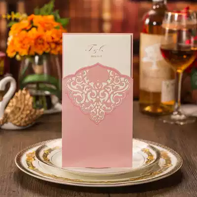 Xiao Qiao first marriage Fashion wedding invitation invitation pink personality custom invitation XQ001-f