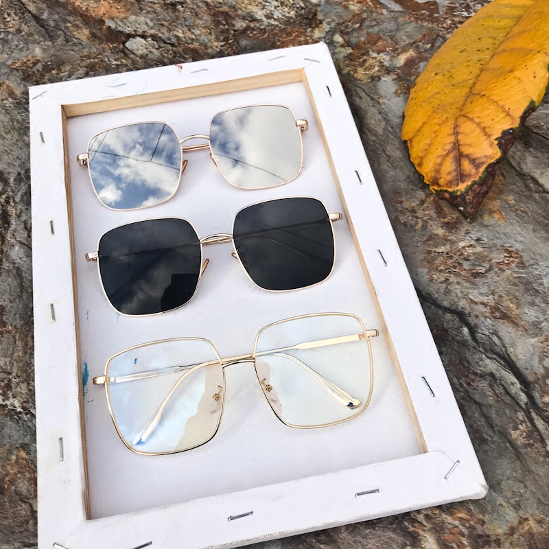 Fine rims Simple square Eye frames European and American metal frame sunglasses Men and women Original Juku Round Face Myopia