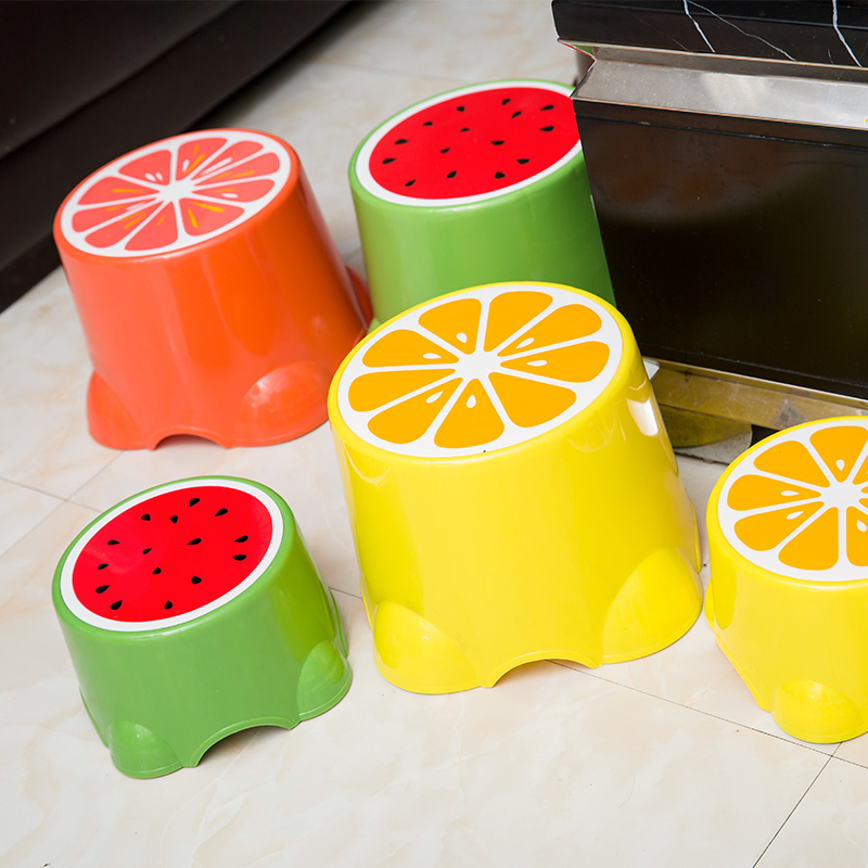 Yo-yo Fruit Small Stool Children Stool Cute Plastic Stool Round Stool Baby Cartoon Footstool Short Stool Thickening Bench