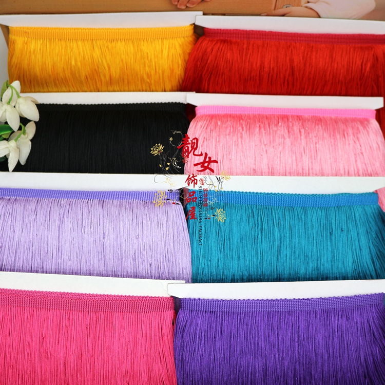 Stage new clothing accessories encryption Latin dance tassel lace polyester fiber row 30CM factory direct sales