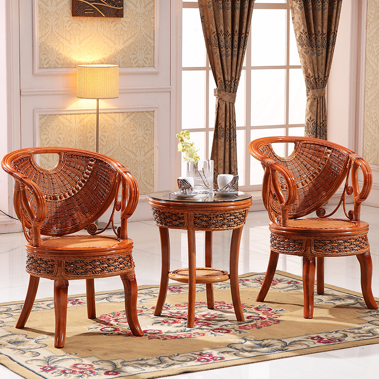 Rattan Chair Rattan Leisure Rattan Chair Coffee Table Three-piece Rattan Balcony Leisure Combination Rattan Princess Chair