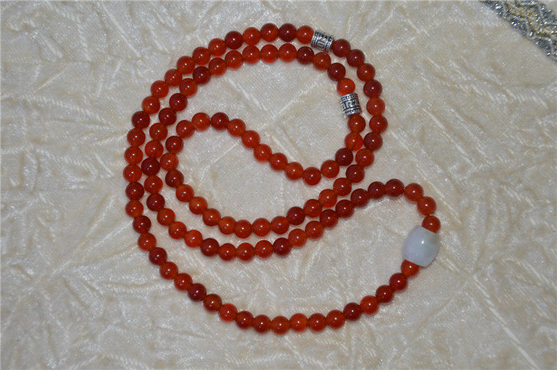 Red Manau hand string of beads 108 emerald transit beads Tibetan silver large Ming spells barrel sepal beads
