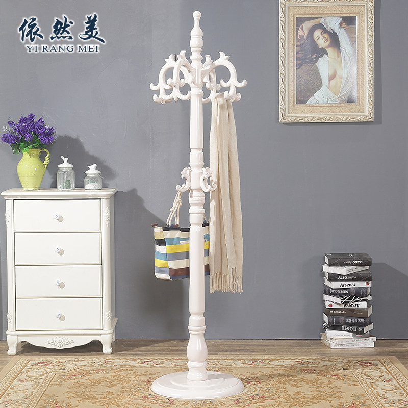 Nordic solid wood coat rack floor hanger bedroom living room clothes rack creative wooden single pole storage hanger