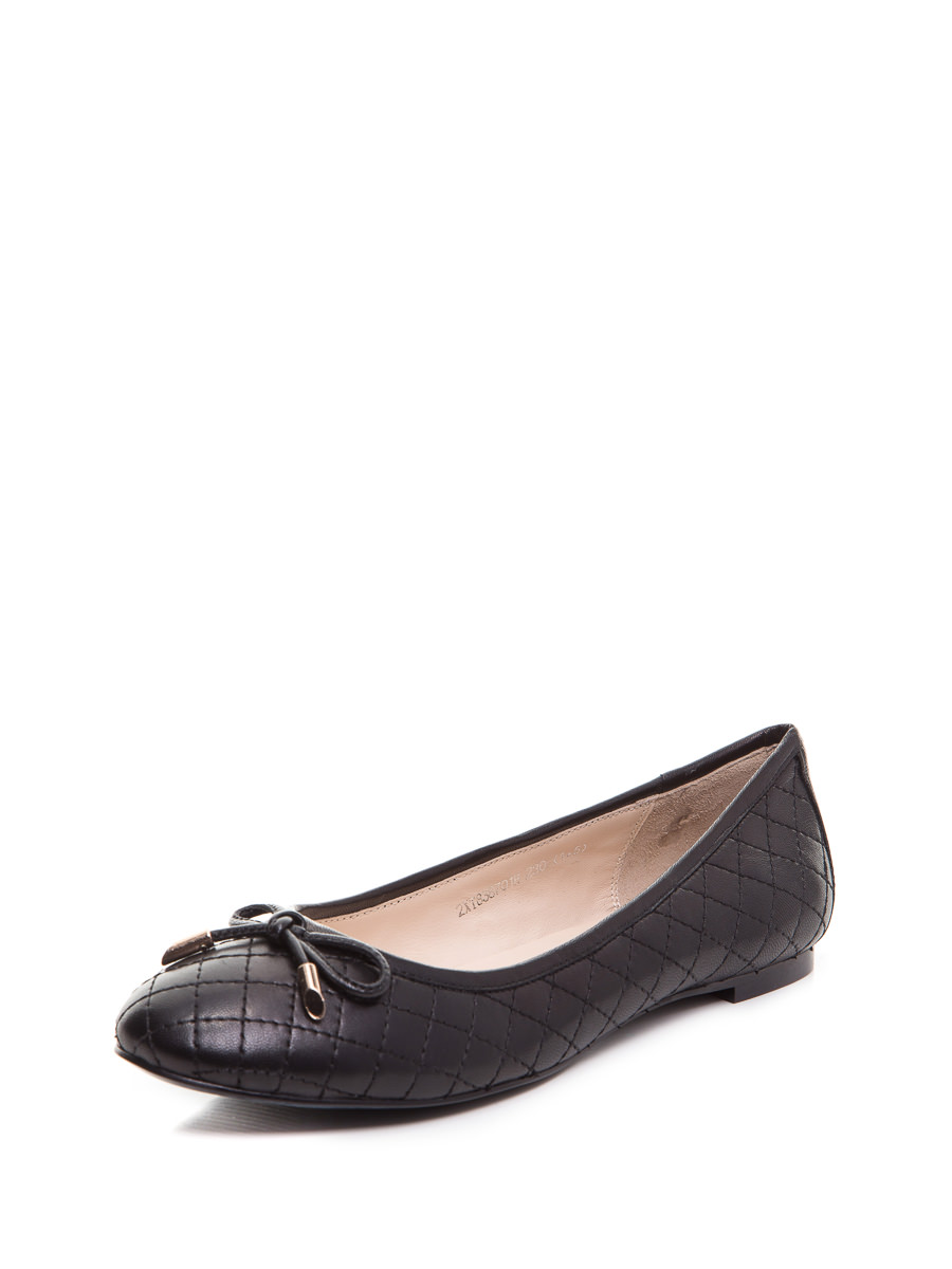 黑色羊皮菱纹蝴蝶结芭蕾舞鞋