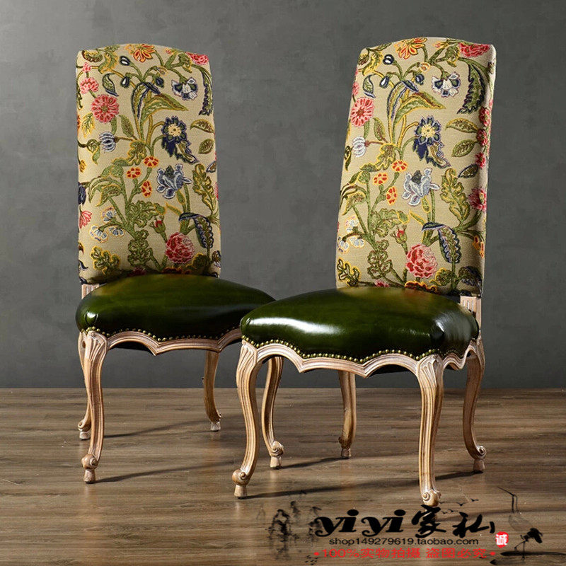 Spot retro old solid wood dining chair American country leisure computer chair hotel dining room furniture high back chair