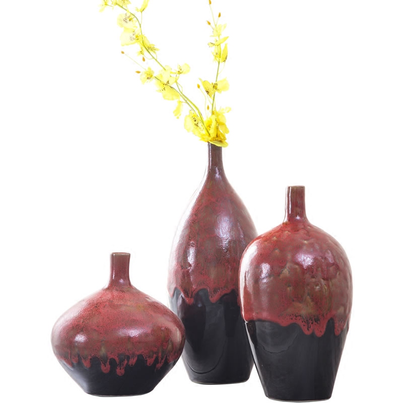 Jingdezhen new Chinese style living room TV cabinet modern furnishing articles red up vase flower arrangement home decoration decoration