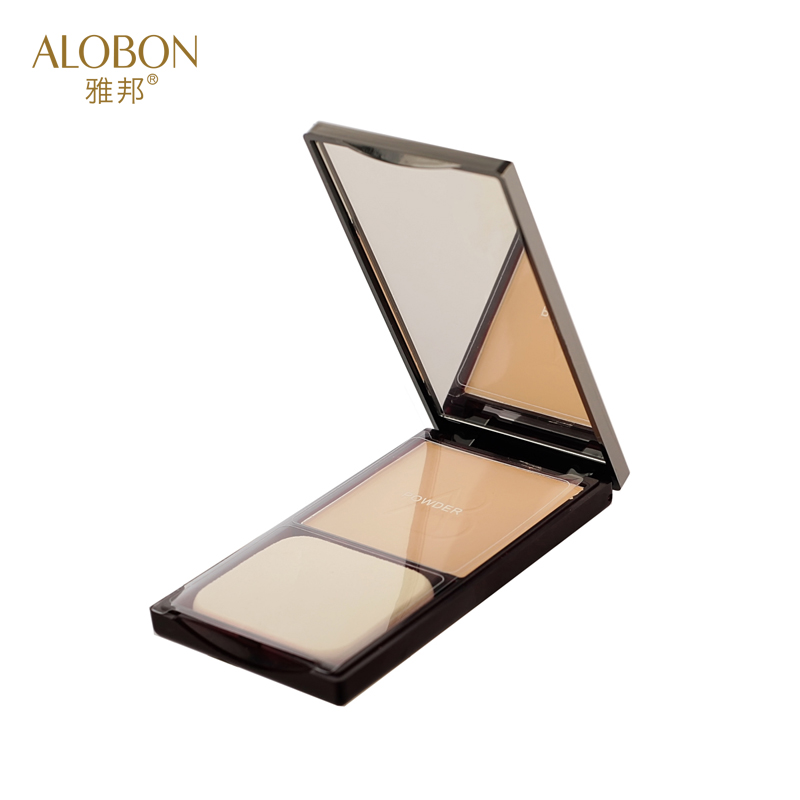 ALOBON/雅邦清透润白亮颜粉饼12g持久自然遮瑕定妆粉底盒正品底妆