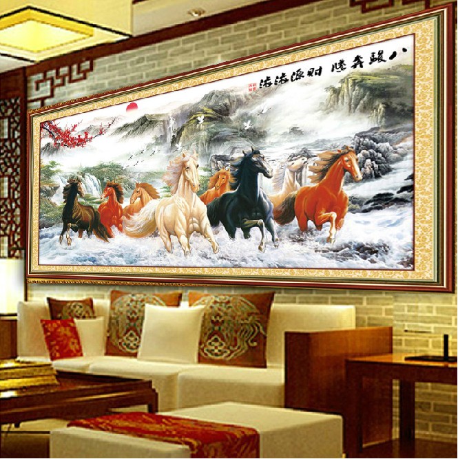 Precision Printing Eight Juntu Cross-stitch Horse to Success Financial Resources Wide Cross-stitch Large New Living Room 2 m
