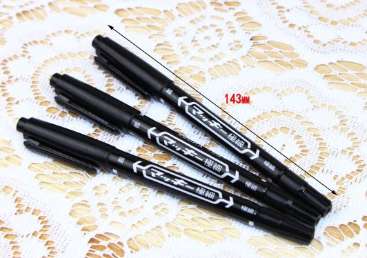Genuine Hook Line Pen Sketch Side Pen Oily Pen Office Note Pen Double Head Pen Small Double Head Thickness Signature Pen