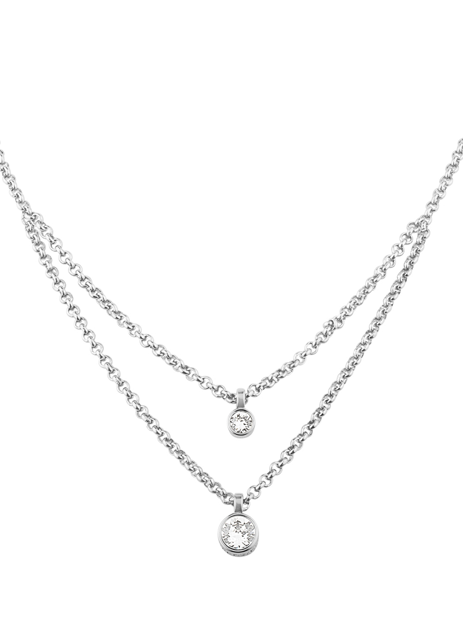 DYRBERG/KERN 银色新现代主义系列双层闪钻项链