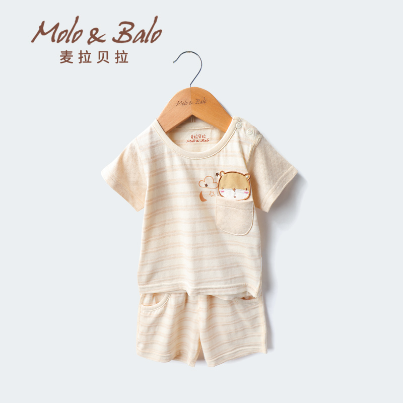 Infant short sleeve suit shorts thin section of pure cotton children's home to serve male and female babies Summer baby clothes
