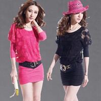 2025 new autumn and winter plus size women's lace dress fashion sexy slim long-sleeved bottoming skirt
