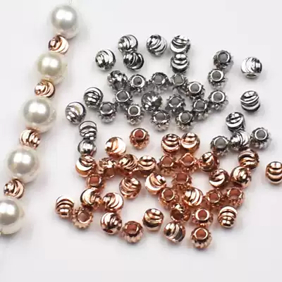 14K gold beads DIY accessories round light beads Crystal hand bead necklace positioning loose beads 925 silver beads