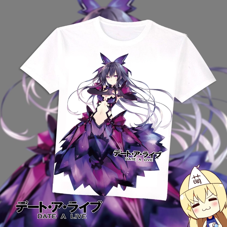 Date A Live Yatogami Toka Second Element Anime Tay ngắn áo phông trắng Quần áo mùa hè của học sinh - Carton / Hoạt hình liên quan