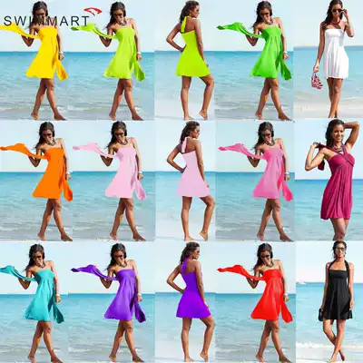 2015 new variety of barbetrothed beach skirt a variety of ways to wear fashion Poly breast dress seaside skirt VB007