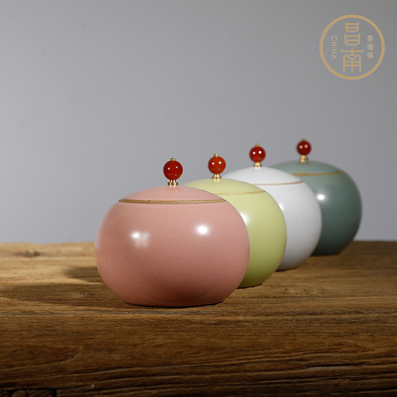 Chang south ceramic tea pot coarse pottery small tin foil seal pot puer tea cylinder wake tea storage tanks tea set with zero