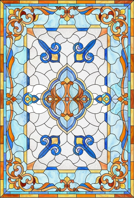 Euro - Mediterranean partition glass church style stained glass ceiling window porch background wall
