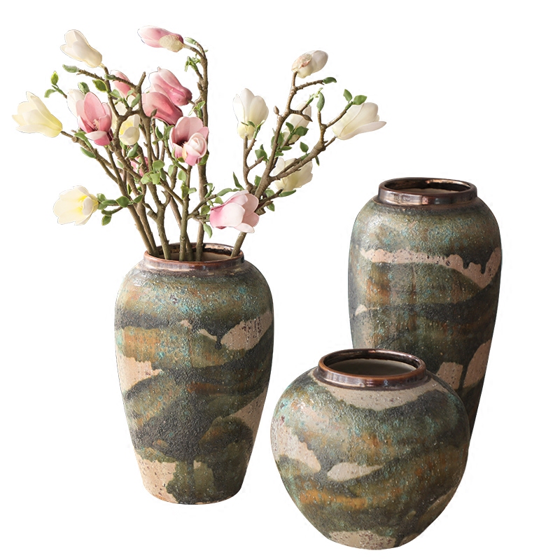 Contracted style dry flower vases, flower implement coarse pottery earthenware lucky bamboo adornment study club house sitting room restoring ancient ways