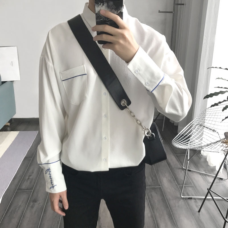 雀斑男装 刺绣字母 超舒服悬垂感衬衣衬衫