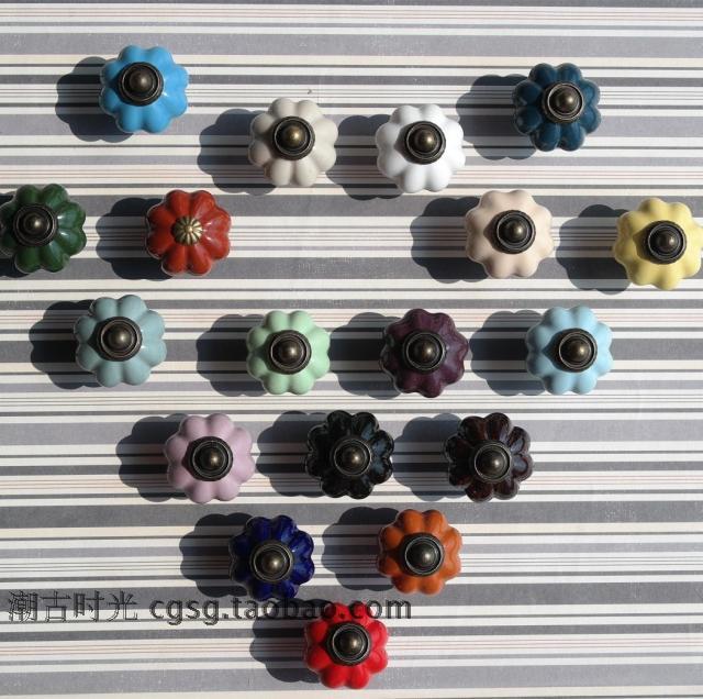 At a loss punch European style whole cabinet wardrobe shoe cabinet door round single hole pumpkin head ceramic handle 18 optional