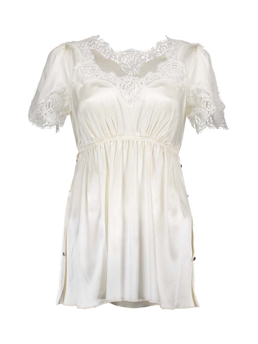 Dolce&Gabbana 白色蕾丝拼接收腰上衣