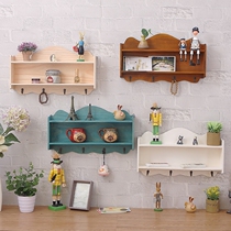 zakka Japanese retro shelf storage wooden rack Restaurant display rack Wall cabinet Wooden balcony wall flower pot rack