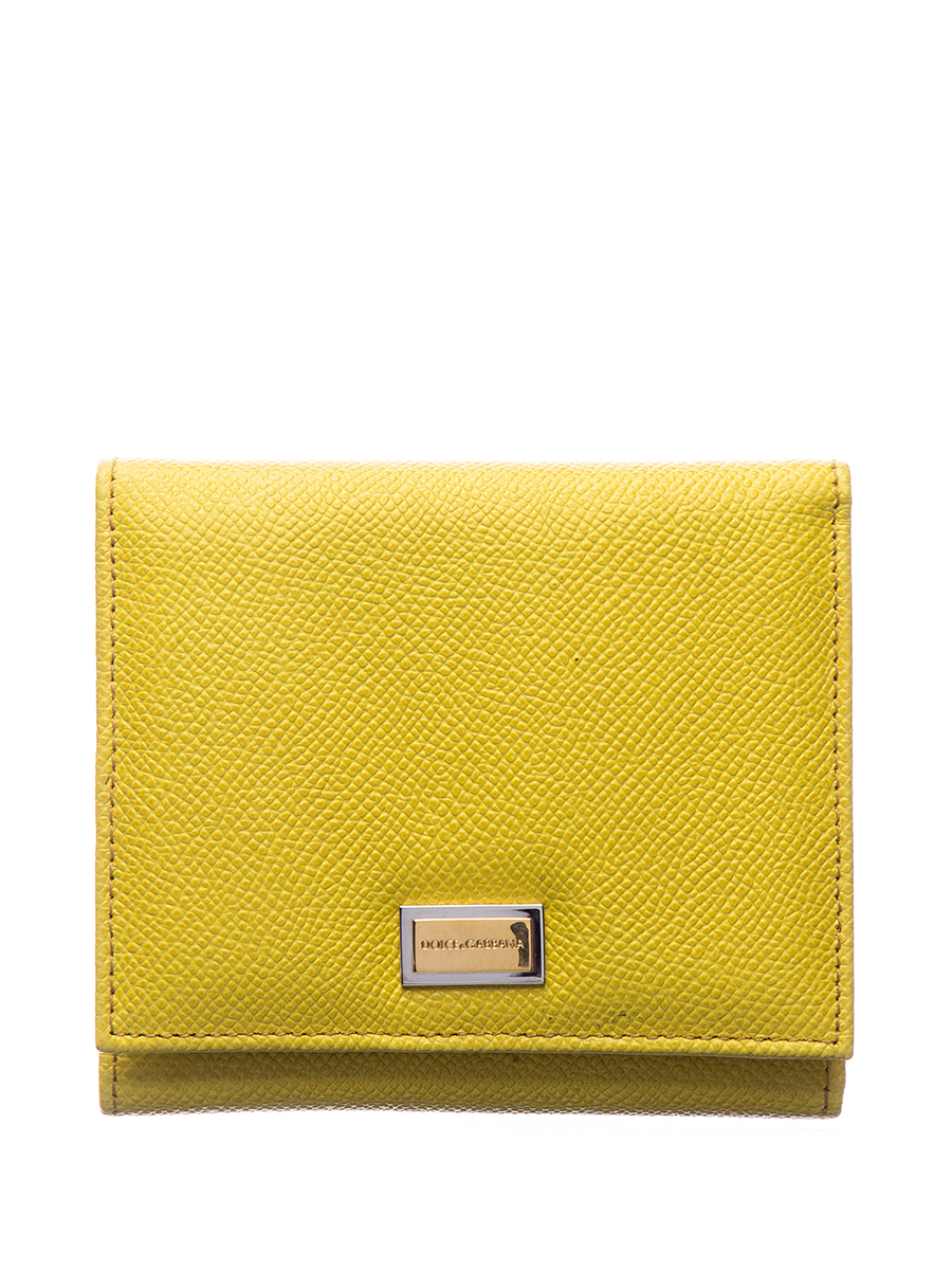 Dolce&Gabbana 黄色Logo铭牌饰短款钱夹