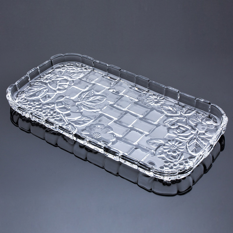 Ouwei Creative Tea Tray Glass Fruit Tray Living Room Creative European Large Tray Candy Tray Color Dried Fruit Tray