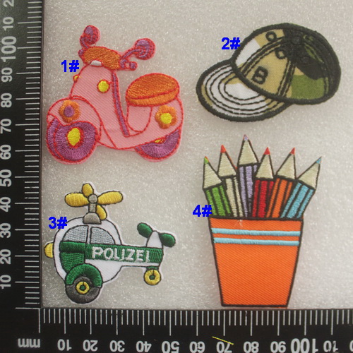 Heart Embroidery YD02 Cartoon Bicycle Electric Vehicle Camouflage Baseball Cap Airplane Pencil Holder Adhesive Sticker