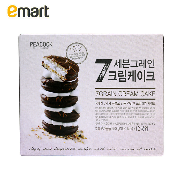 EMART易买得 韩国进口Peacock七谷杂粮巧克力派360g(12袋/盒)