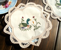 Foreign trade Baidaili embroidered cotton American country pastoral fabric round coaster decorative mat 20CM great value