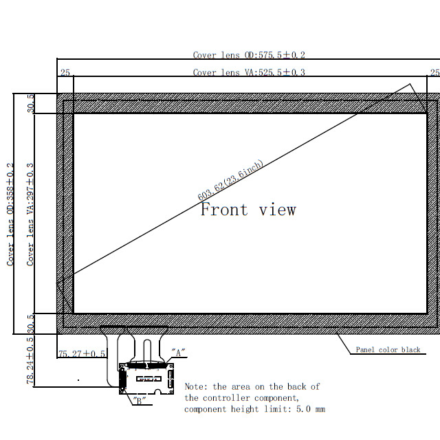 23 6 inch(16:9) Capacitor Touch Screen 10 fingers touch 23 6 inch industrial touch screen USB interface