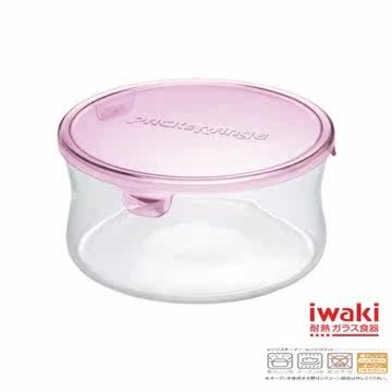 iwaki 玻璃微波罐 840ml(圆型粉)台湾官网直邮进口